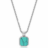 Silver Necklace with Square Turquoise Pendant
