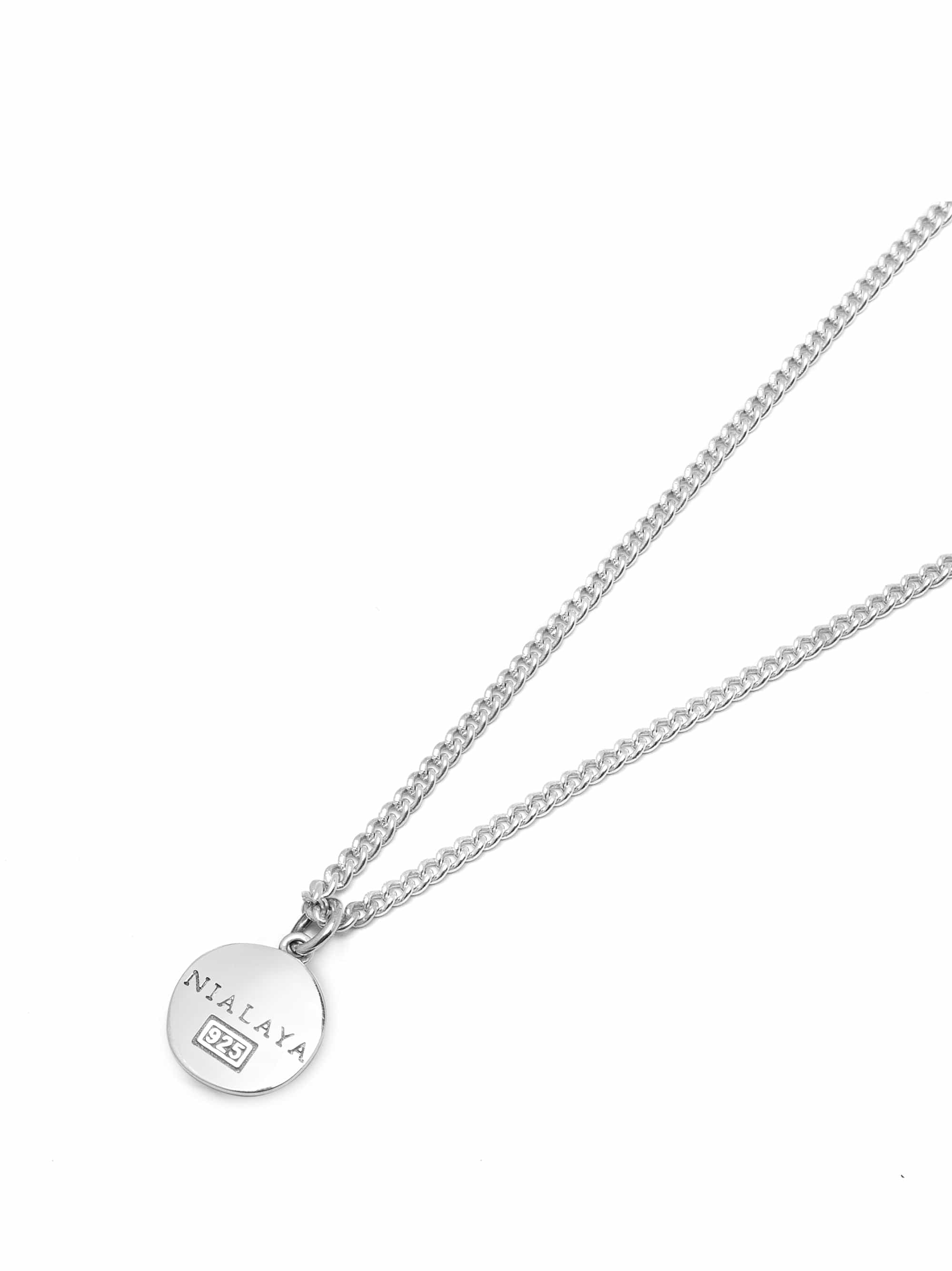 Nialaya Men's Necklace Sterling Silver Sacred Shield Medallion Sterling Silver Sacred Shield Medallion 22 inches (55.88 cm) MNEC_444