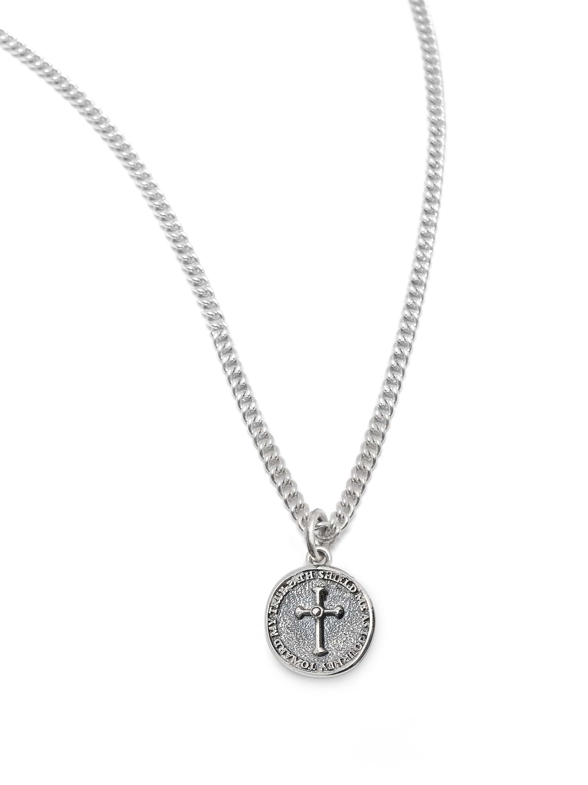 Nialaya Men's Necklace Sterling Silver Sacred Shield Medallion Sterling Silver Sacred Shield Medallion 22 inches (55.88 cm) MNEC_444