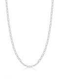 Nialaya Men's Necklace Sterling Silver Thin Paperclip Chain 22 Inches / 55.88 cm MNEC_331