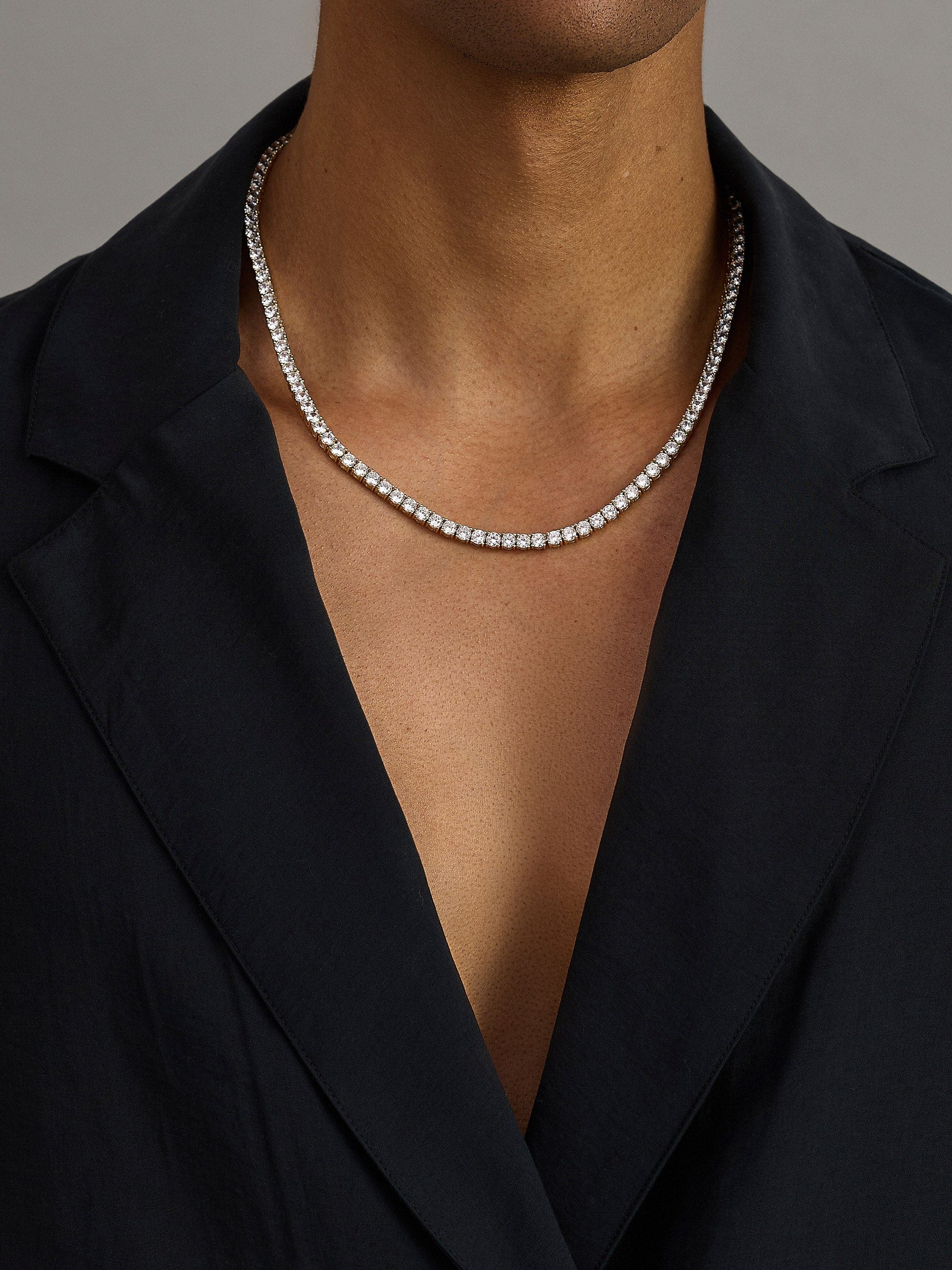 Nialaya Men's Necklace Tennis Set in Silver Tennis Set in Silver