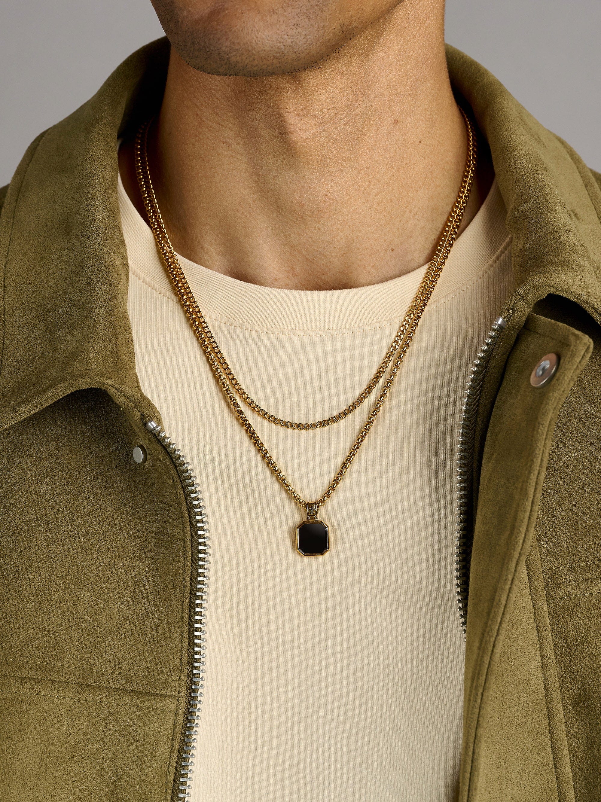 Nialaya Men's Necklace The Black Onyx Set The Black Onyx Set MNECL_021