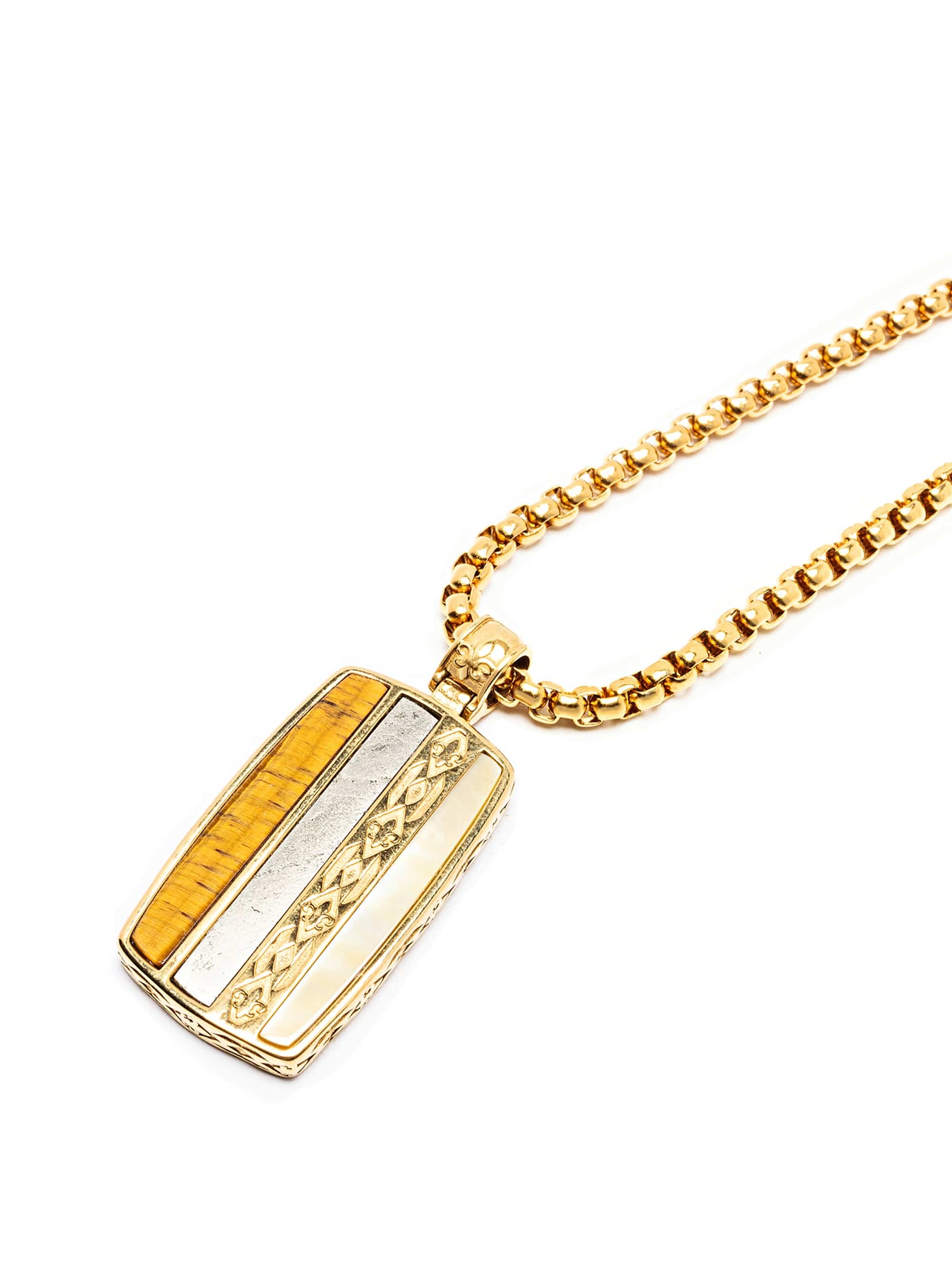 Nialaya Men's Necklace The Golden Force Tag The Golden Force Tag
