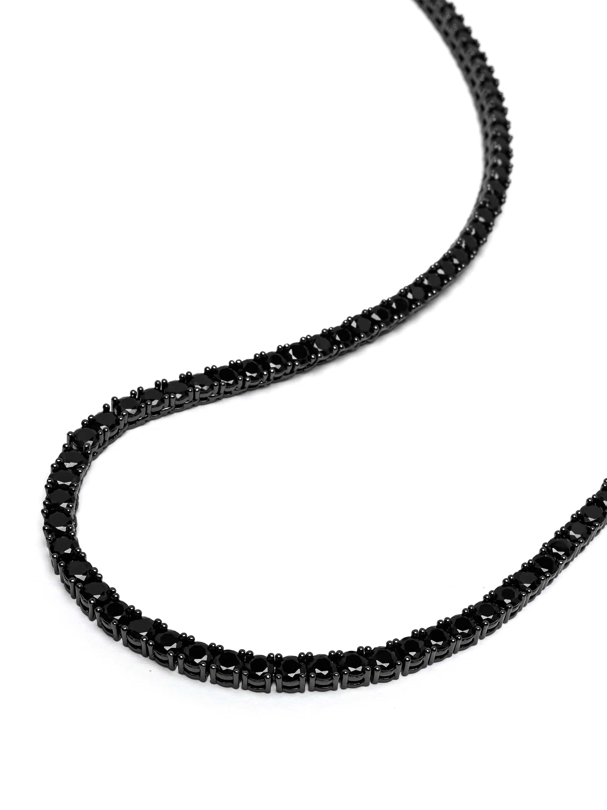 Nialaya Men's Necklace Total Black Tennis Necklace Total Black Tennis Necklace 20 inches / 50.80 cm MNEC_462