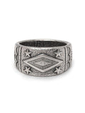 Nialaya Men's Ring Engraved Vintage Sterling Silver Ring