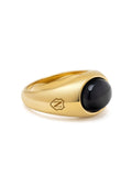 Nialaya Men's Ring Gold Oval Signet Ring with Black Onyx