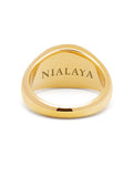 Nialaya Men's Ring Gold Oval Signet Ring with Turquoise