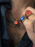 Nialaya Men's Ring Gold Signet Ring with Blue Lapis