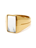 Nialaya Men's Ring Gold Squared Signet Ring with Howlite