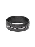 Nialaya Men's Ring Men's Carbon Fiber Ring with Chain Detail
