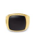 Nialaya Men's Ring Men's Gold Signet Ring with Black Onyx