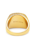 Nialaya Men's Ring Men's Gold Signet Ring with Black Onyx