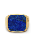 Nialaya Men's Ring Men's Gold Signet Ring with Blue Lapis