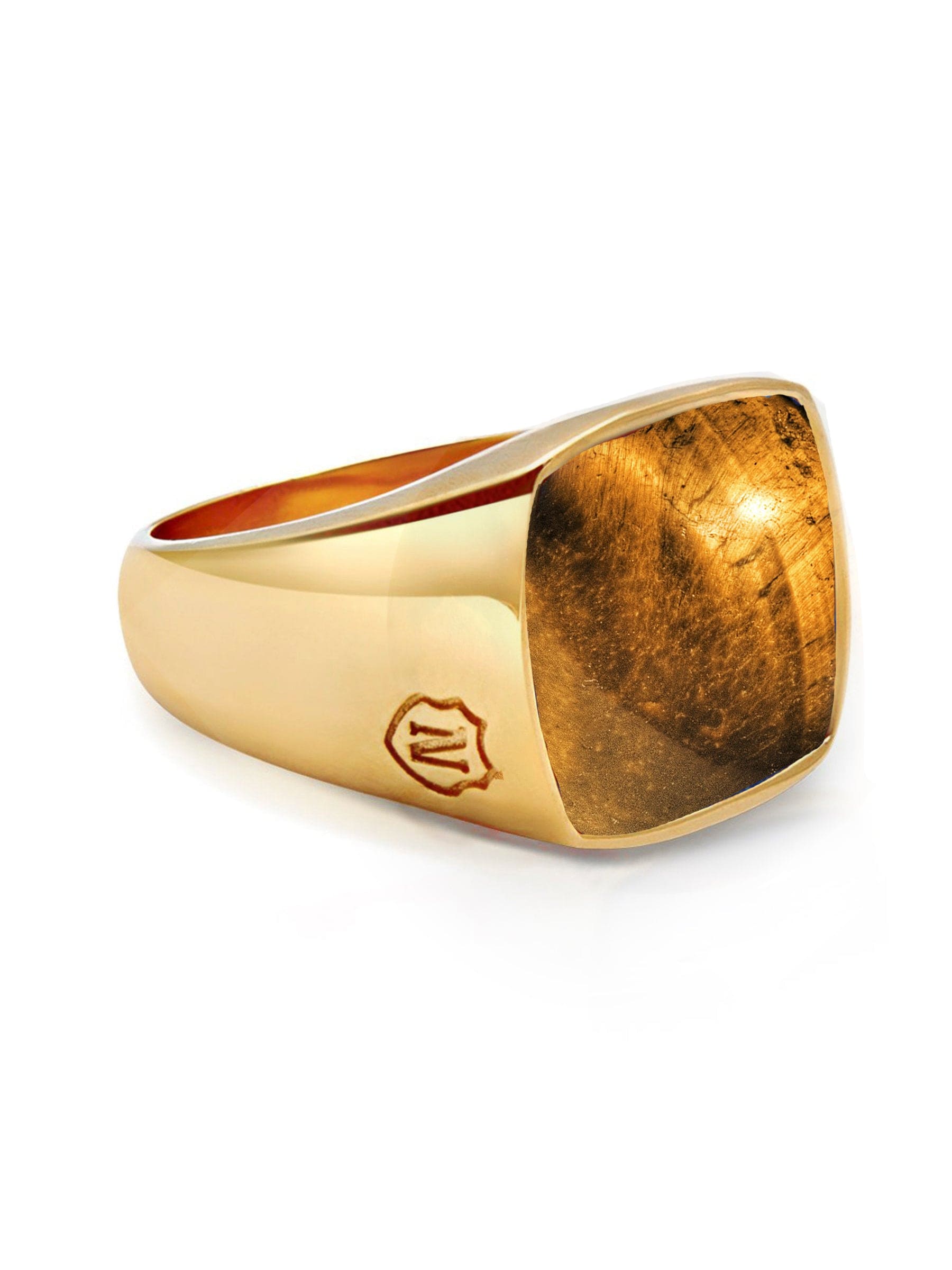 Men s Gold Signet Ring with Brown Tiger Eye 11