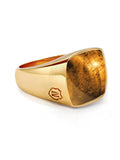 Men's Gold Signet Ring with Brown Tiger Eye