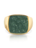 Nialaya Men's Ring Men's Gold Signet Ring with Green Jade