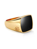 Nialaya Men's Ring Men's Gold Signet Ring with Onyx