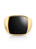 Nialaya Men's Ring Men's Gold Signet Ring with Onyx