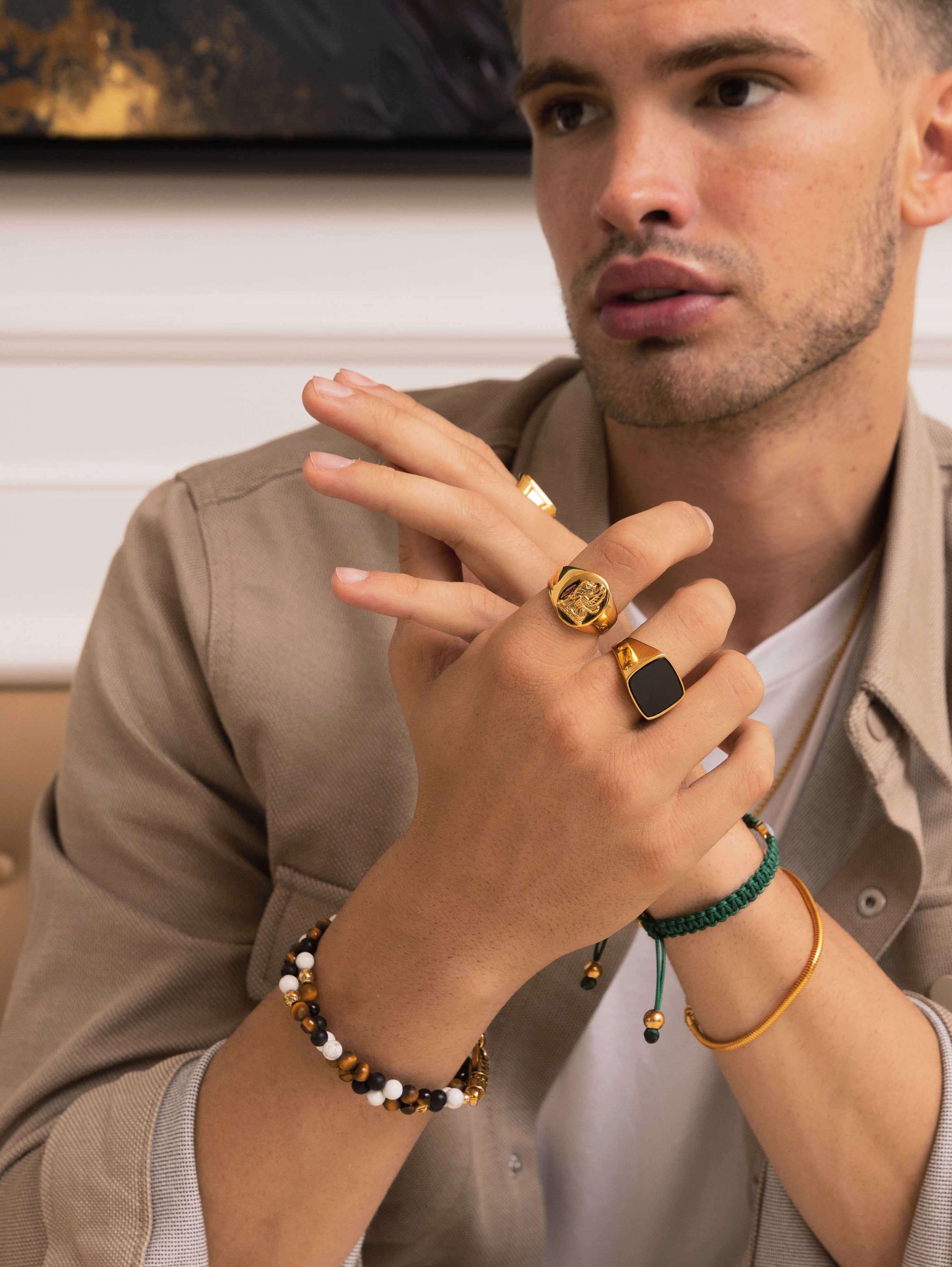 Men s Gold Signet Ring with Onyx Nialaya