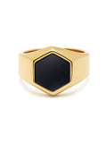 Nialaya Men's Ring Men's Hexagon Ring with Onyx