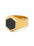 Nialaya Men's Ring Men's Hexagon Ring with Onyx