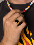 Nialaya Men's Ring Men's Hexagon Ring with Onyx