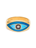Nialaya Men's Ring Men's Large Evil Eye Ring