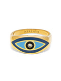 Nialaya Men's Ring Men's Large Evil Eye Ring