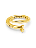 Nialaya Men's Ring Men's Nail Ring with Dorje Engraving and Gold Finish