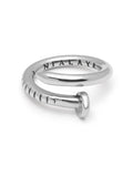 Nialaya Men's Ring Men's Nail Ring with Dorje Engraving and Silver Finish