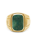 Nialaya Men's Ring Men's Oblong Gold Plated Signet Ring with Green Jade