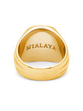 Nialaya Men's Ring Men's Oblong Gold Plated Signet Ring with Green Jade