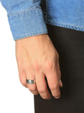 Nialaya Men's Ring Men's Silver Cross Patterned Ring