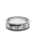 Nialaya Men's Ring Men's Silver Cross Patterned Ring