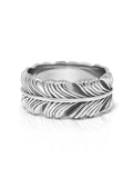 Nialaya Men's Ring Men's Silver Feather Ring