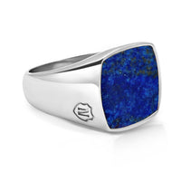 Men's Silver Signet Ring with Blue Lapis