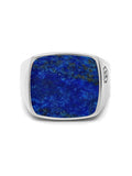 Nialaya Men's Ring Men's Silver Signet Ring with Blue Lapis