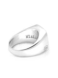 Nialaya Men's Ring Men's Silver Signet Ring with Natural White Shell