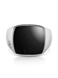 Nialaya Men's Ring Men's Silver Signet Ring with Onyx