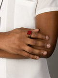 Nialaya Men's Ring Men's Silver Signet Ring with Red Agate