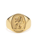 Nialaya Men's Ring Men's Stainless Steel Lion Crest Ring with Gold Plating