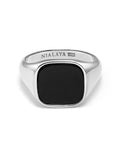 Nialaya Men's Ring Men's Sterling Silver Signet Ring with Black Onyx