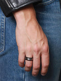 Nialaya Men's Ring Men's Titanium and Carbon Cable Ring