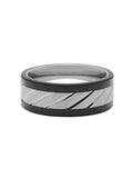 Nialaya Men's Ring Men's Titanium and Carbon Cable Ring