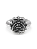 Nialaya Men's Ring Men's Vintage Evil Eye Ring with Clear Crystal