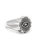 Nialaya Men's Ring Men's Vintage Evil Eye Ring with Clear Crystal