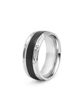 Nialaya Men's Ring Silver Band Ring with Black
