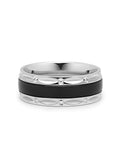 Nialaya Men's Ring Silver Band Ring with Black