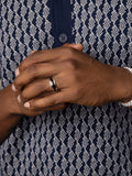 Nialaya Men's Ring Silver Band Ring with Black