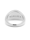 Nialaya Men's Ring Silver Oval Signet Ring with Turquoise Stone